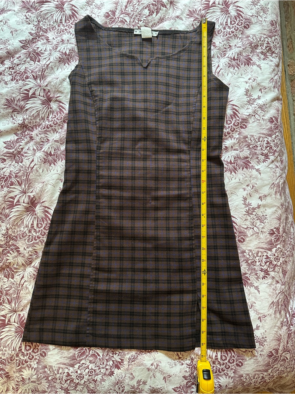 Sleeveless Plaid Shift Dress in Dark Plum - Picture 7 of 7